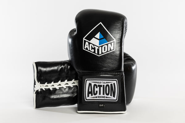 Action Pro Lace Up Boxing Gloves Blue