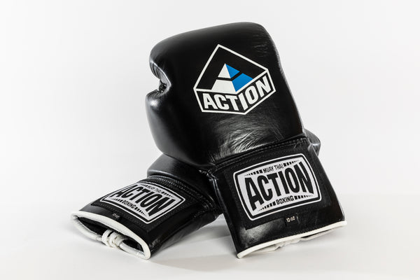 Action Pro Lace Up Boxing Gloves Blue