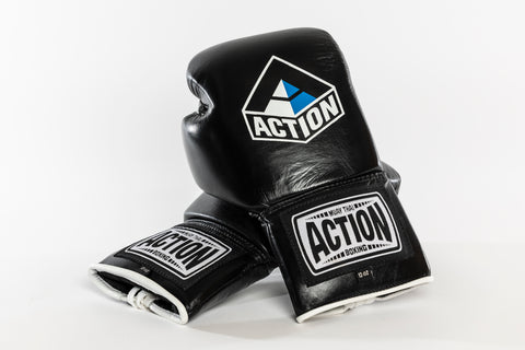Action Pro Lace Up Boxing Gloves Blue