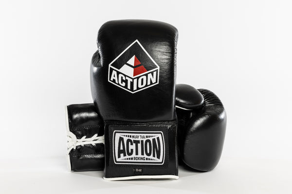Action Pro Lace Up Boxing Gloves Red